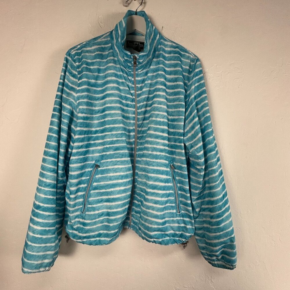 L-RL Lauren Active Ralph Lauren Striped Full-Zip Jacket XL Pockets Lightweight